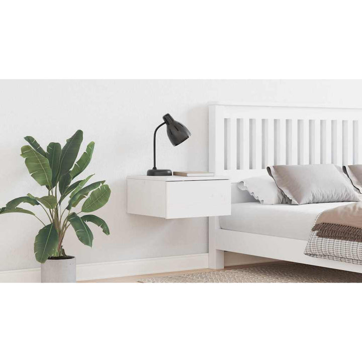 Sengebord med skuffe Hvid 37 x 35 x 18,5 cm Massivt fyrretræ