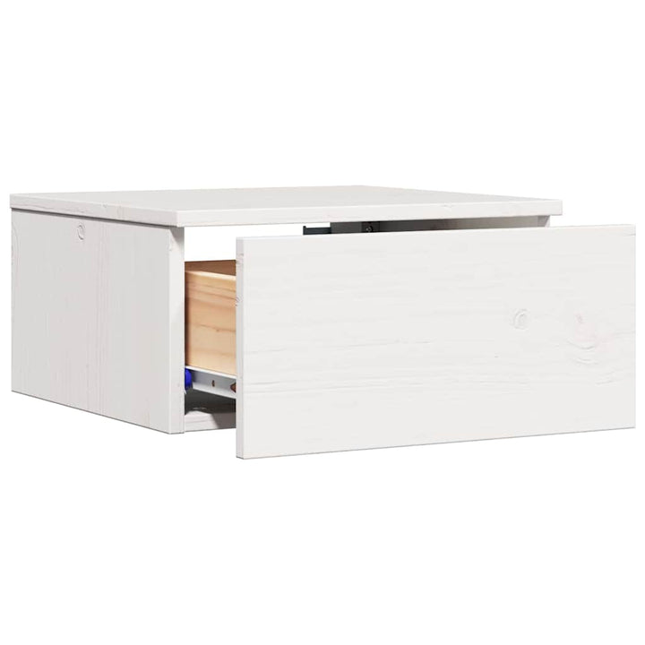 Sengebord med skuffe Hvid 37 x 35 x 18,5 cm Massivt fyrretræ
