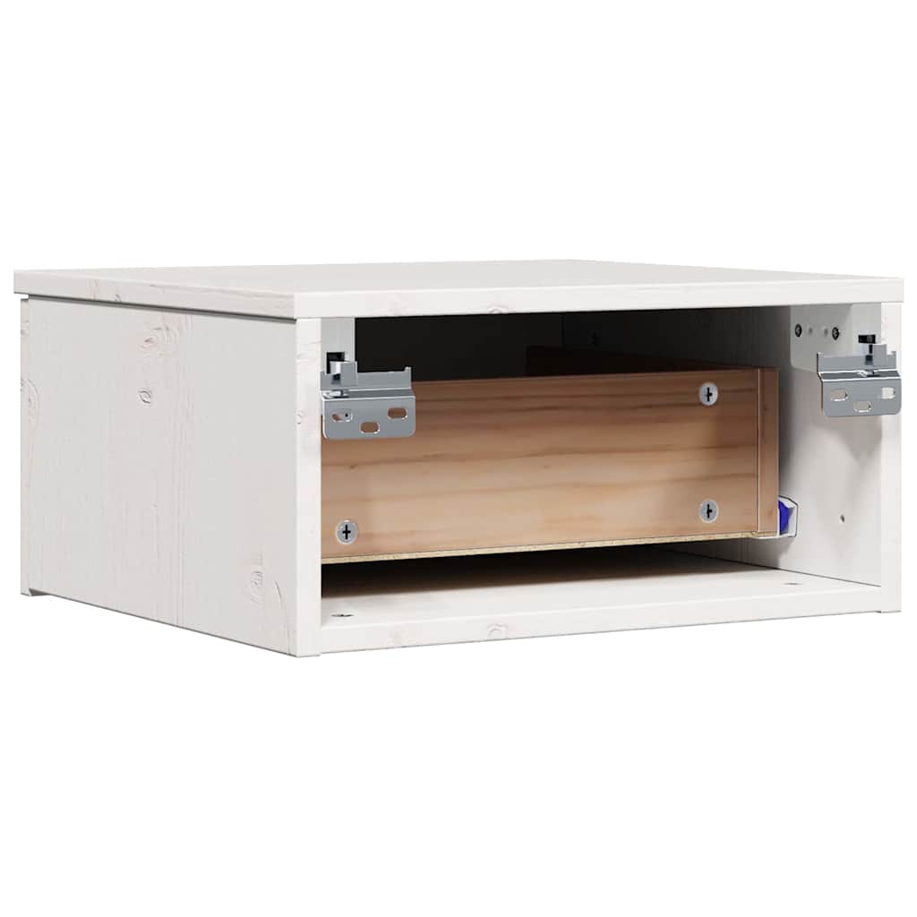 Sengebord med skuffe Hvid 37 x 35 x 18,5 cm Massivt fyrretræ