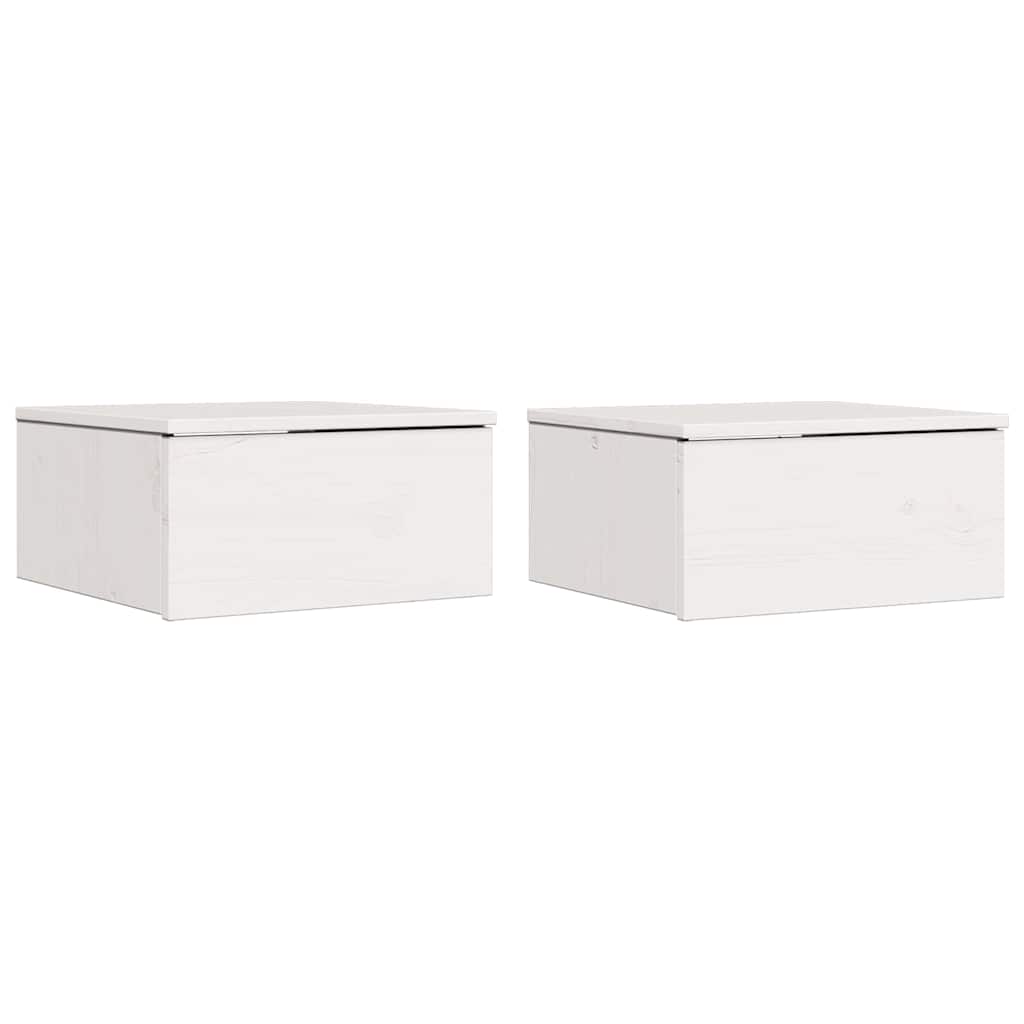 Sengebord 2 pcs Hvid 37 x 35 x 18,5 cm Massivt fyrretræ