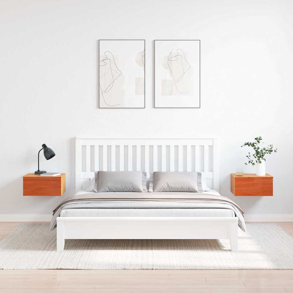 Sengebord 2 pcs Voks brun 37 x 35 x 18,5 cm Massivt fyrretræ
