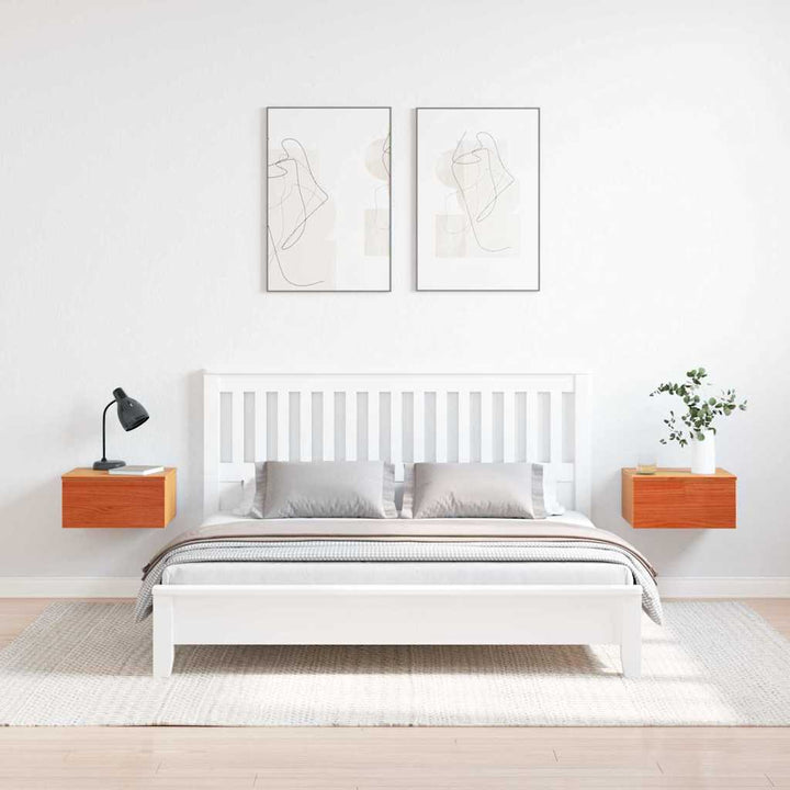 Sengebord 2 pcs Voks brun 37 x 35 x 18,5 cm Massivt fyrretræ