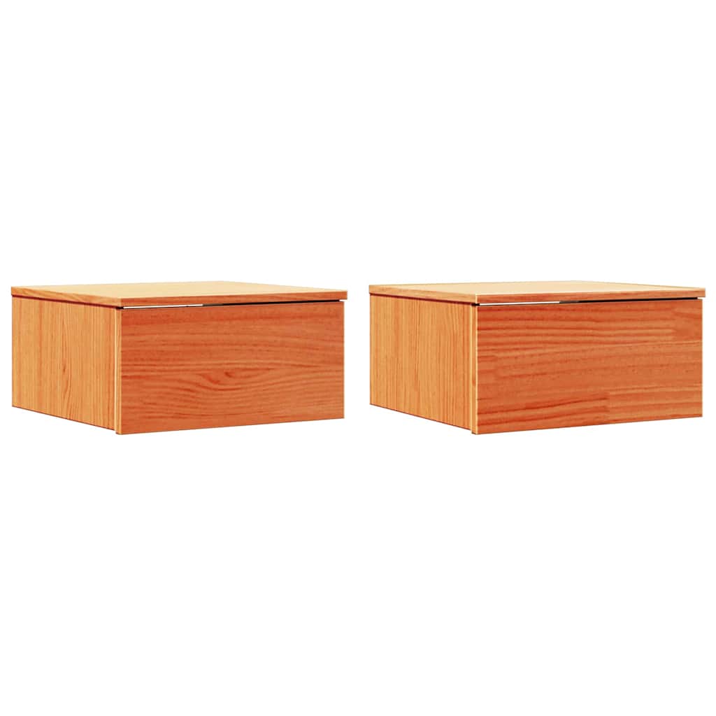 Sengebord 2 pcs Voks brun 37 x 35 x 18,5 cm Massivt fyrretræ