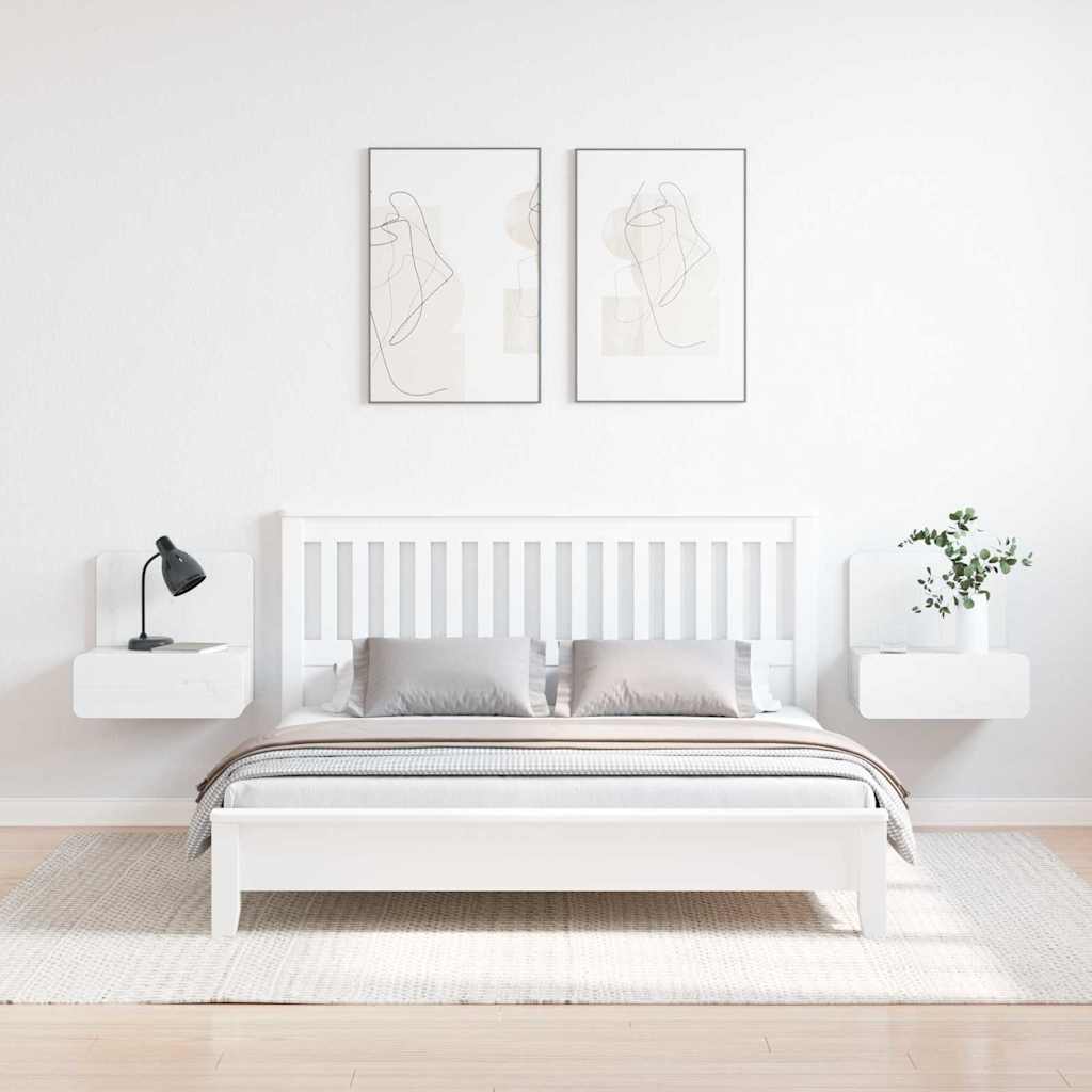 Sengebord 2 pcs Hvid 44 x 32,5 x 40 cm Massivt fyrretræ