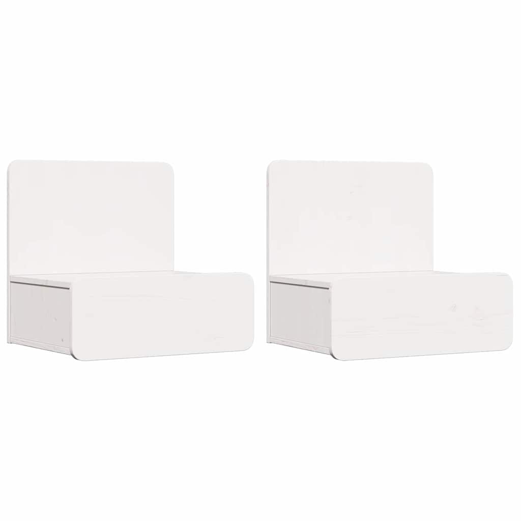 Sengebord 2 pcs Hvid 44 x 32,5 x 40 cm Massivt fyrretræ