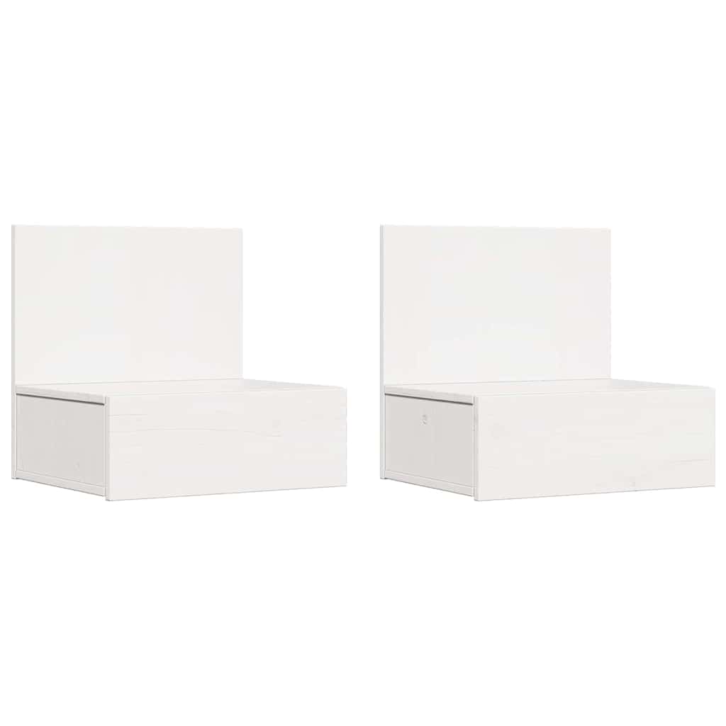 Sengebord 2 pcs Hvid 42 x 32,5 x 40 cm Massivt fyrretræ