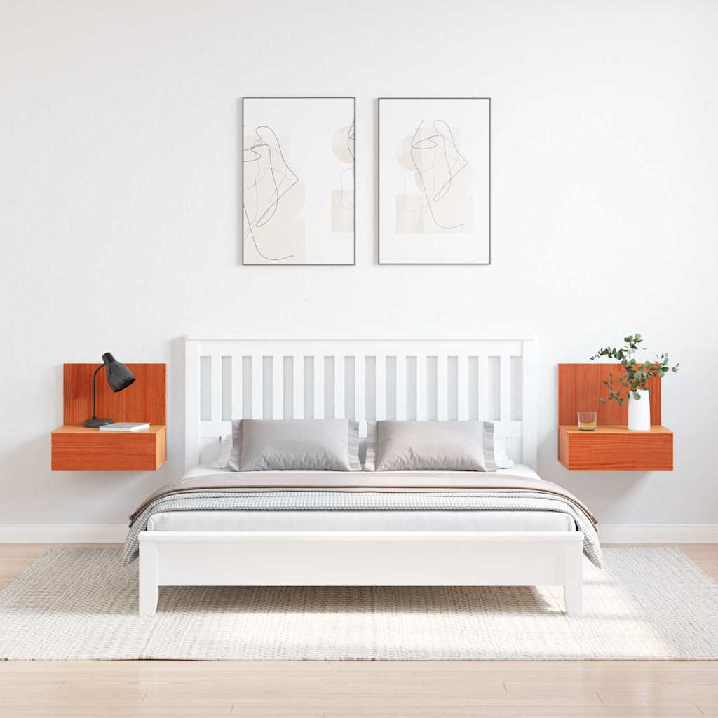 Sengebord 2 pcs Voks brun 42 x 32,5 x 40 cm Massivt fyrretræ