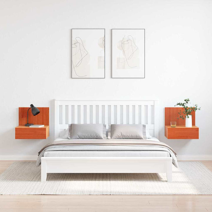 Sengebord 2 pcs Voks brun 42 x 32,5 x 40 cm Massivt fyrretræ