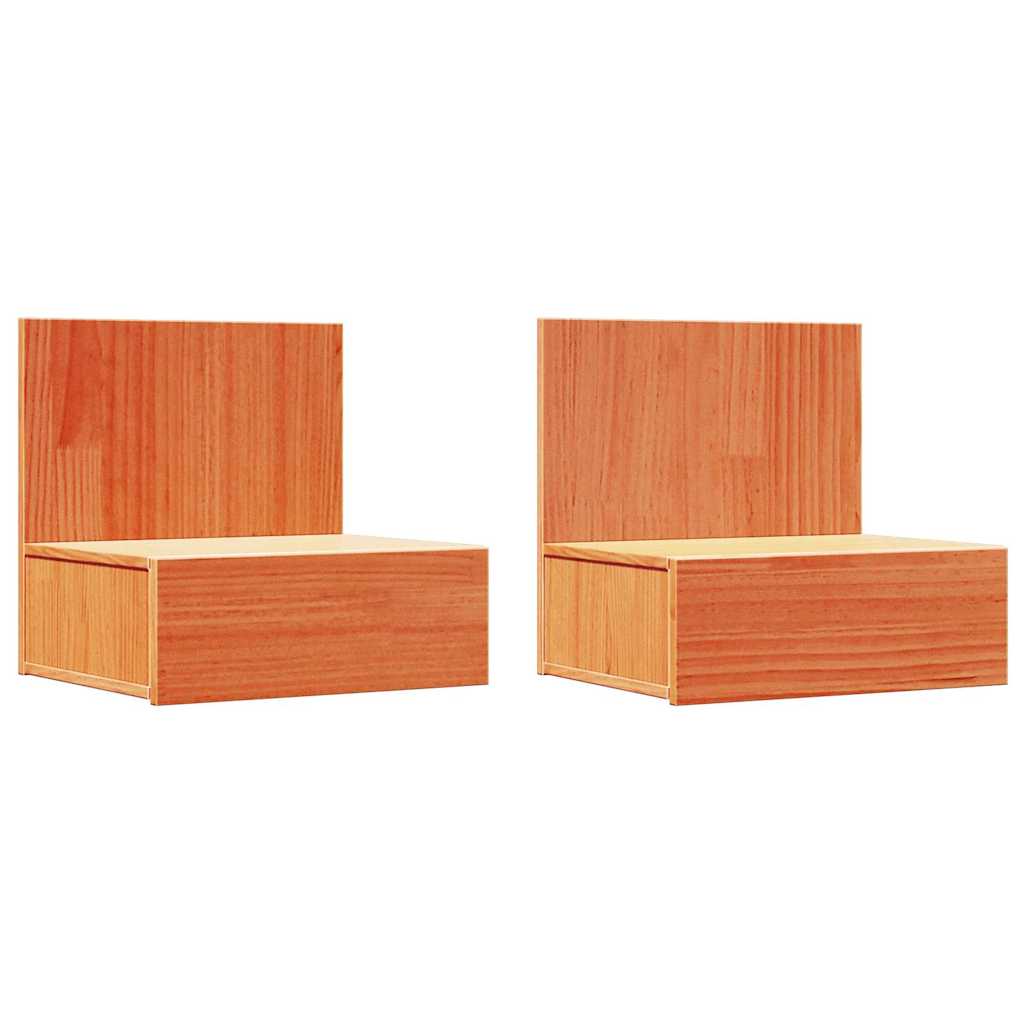 Sengebord 2 pcs Voks brun 42 x 32,5 x 40 cm Massivt fyrretræ