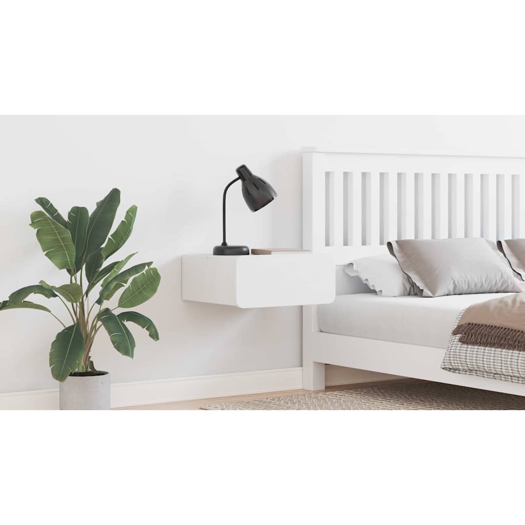 Sengebord med skuffe Hvid 39 x 34 x 16,5 cm Massivt fyrretræ