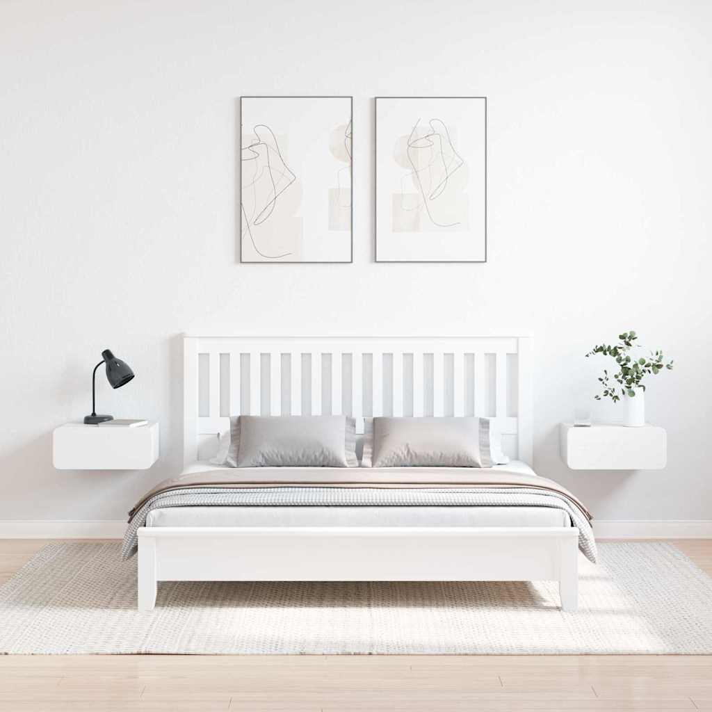 Sengebord 2 pcs Hvid 39 x 34 x 16,5 cm Massivt fyrretræ