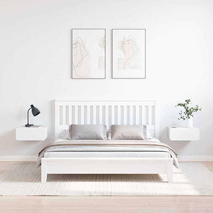 Sengebord 2 pcs Hvid 39 x 34 x 16,5 cm Massivt fyrretræ