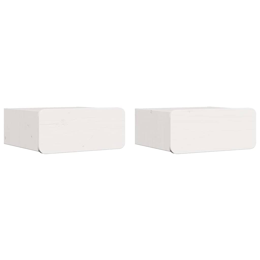 Sengebord 2 pcs Hvid 39 x 34 x 16,5 cm Massivt fyrretræ