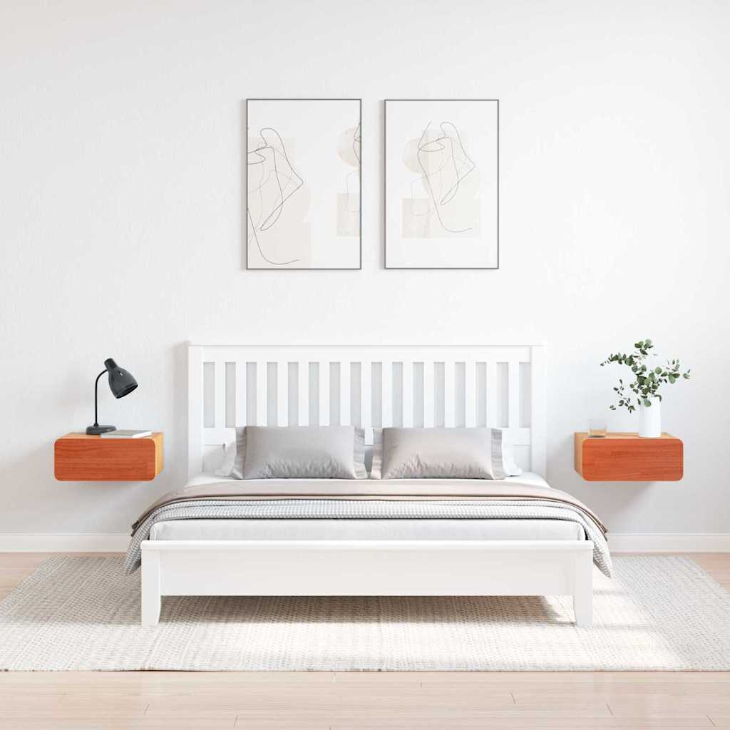 Sengebord 2 pcs Voks brun 39 x 34 x 16,5 cm Massivt fyrretræ