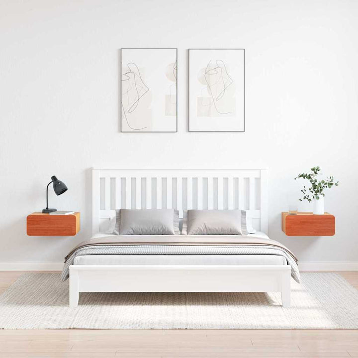 Sengebord 2 pcs Voks brun 39 x 34 x 16,5 cm Massivt fyrretræ