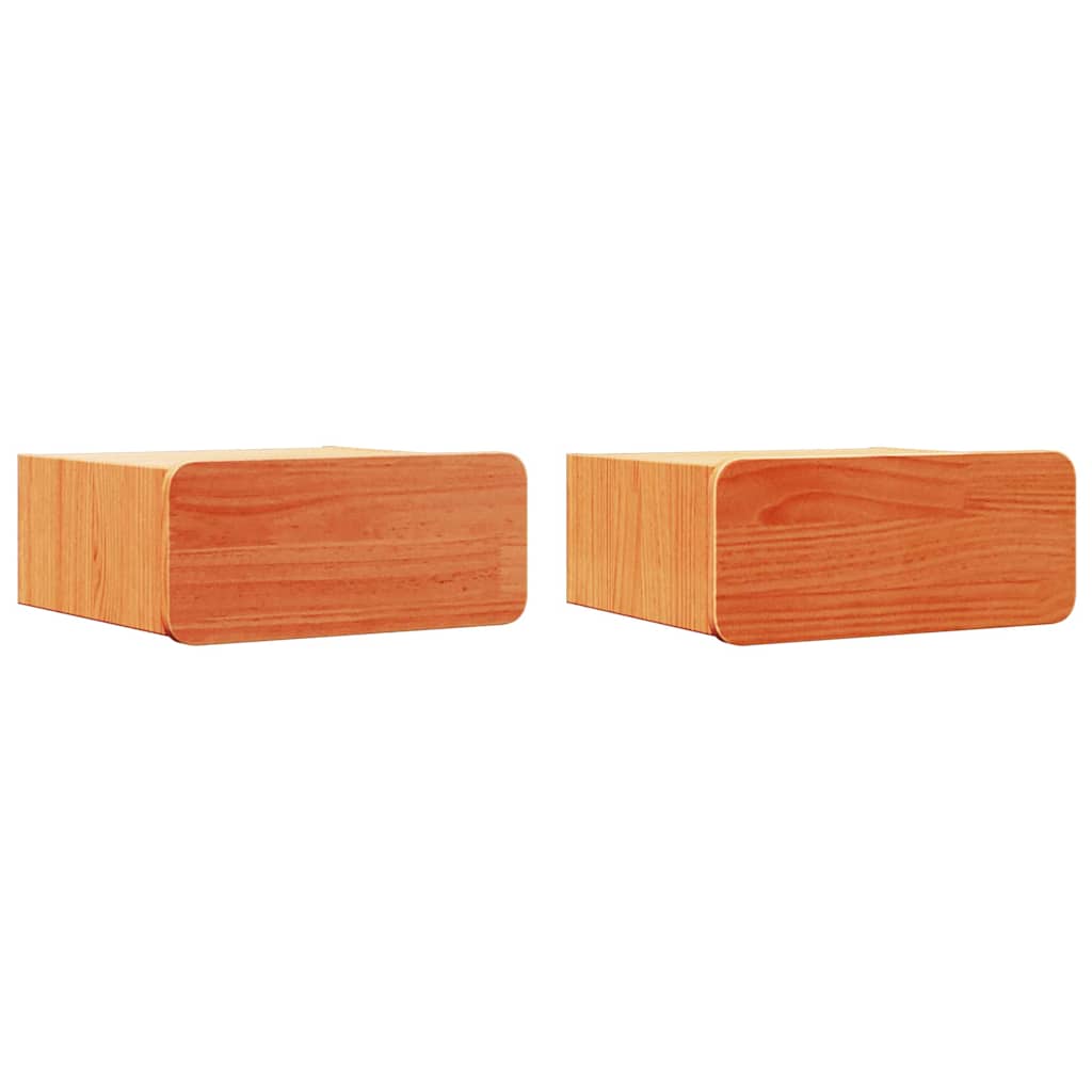 Sengebord 2 pcs Voks brun 39 x 34 x 16,5 cm Massivt fyrretræ