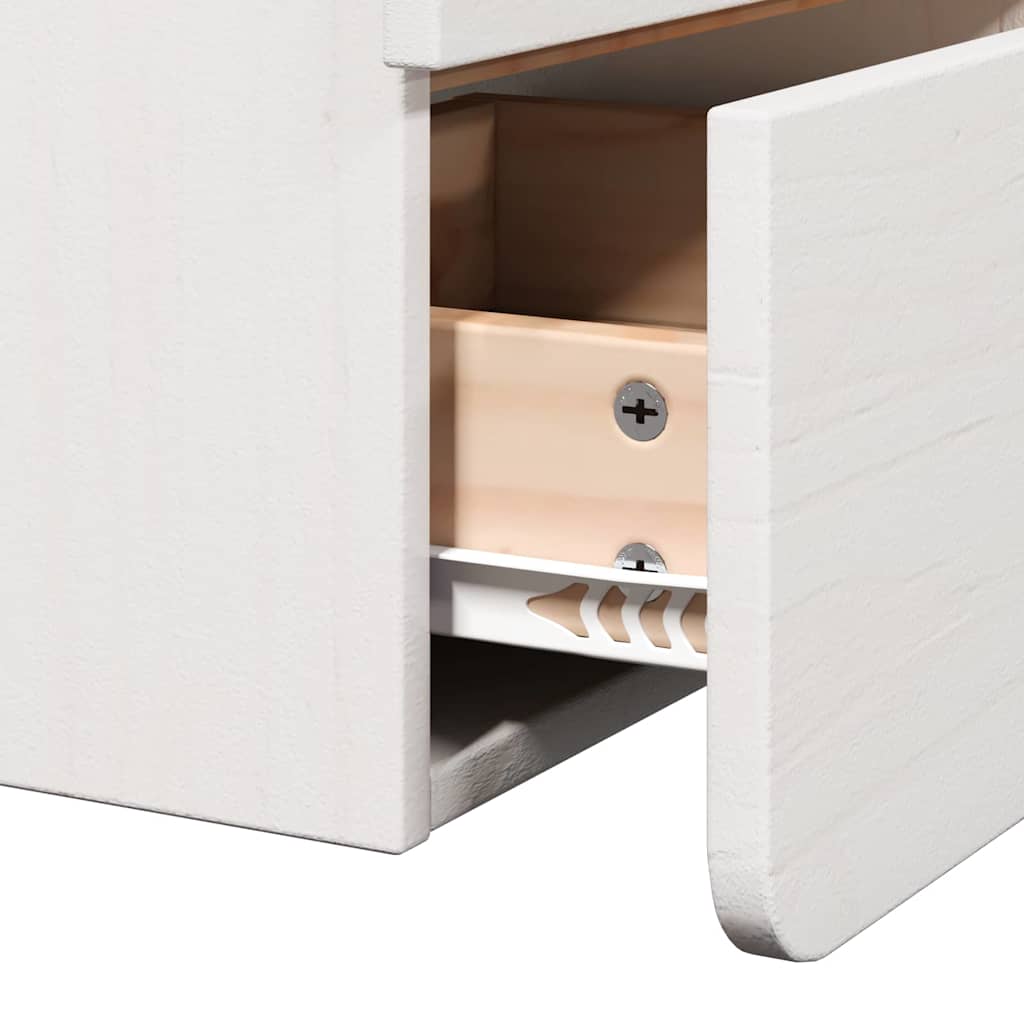 Sengebord med skuffe Hvid 39 x 34 x 33 cm Massivt fyrretræ