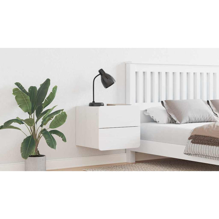 Sengebord med skuffe Hvid 39 x 34 x 33 cm Massivt fyrretræ