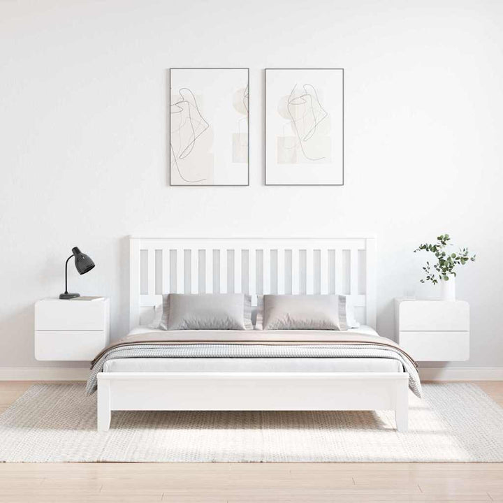 Sengebord 2 stk. Hvid 39 x 34 x 33 cm Massivt fyrretræ