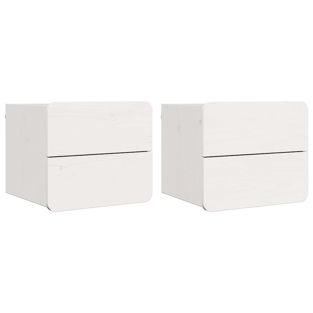 Sengebord 2 pcs Hvid 39 x 34 x 33 cm Massivt fyrretræ