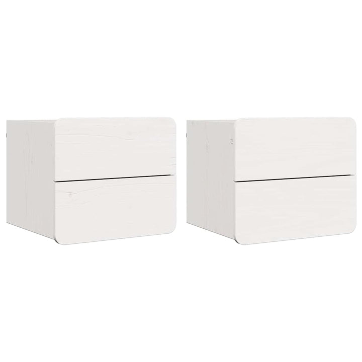 Sengebord 2 pcs Hvid 39 x 34 x 33 cm Massivt fyrretræ