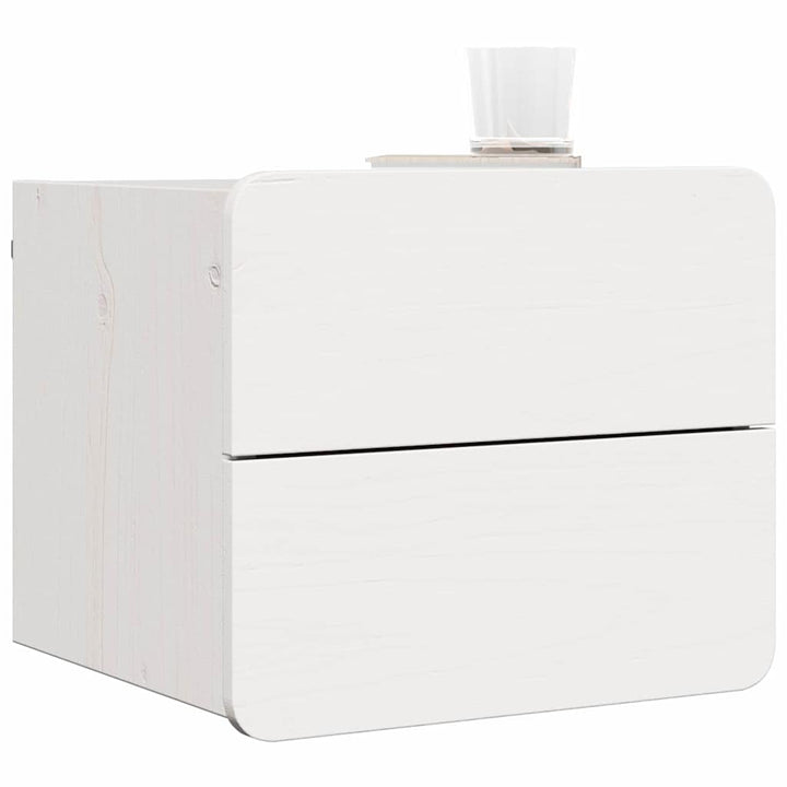 Sengebord 2 stk. Hvid 39 x 34 x 33 cm Massivt fyrretræ