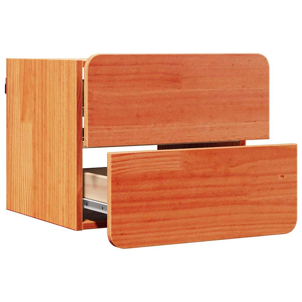 Sengebord 2 pcs Brun 39 x 34 x 33 cm Massivt fyrretræ