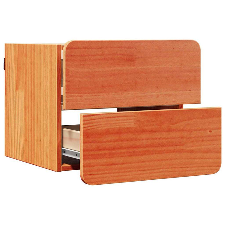 Sengebord 2 pcs Brun 39 x 34 x 33 cm Massivt fyrretræ