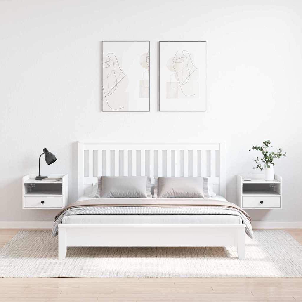 Sengebord 2 pcs Hvid 38 x 36 x 29,5 cm Massivt fyrretræ
