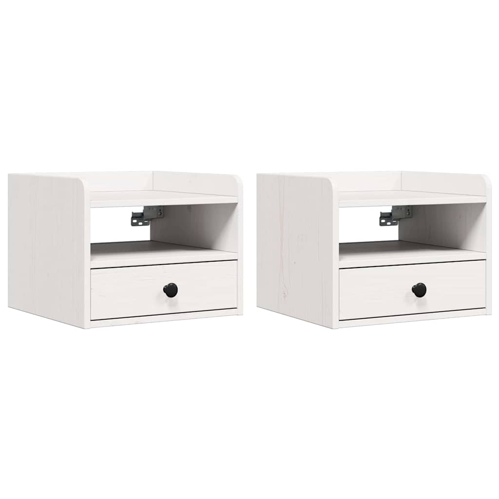 Sengebord 2 pcs Hvid 38 x 36 x 29,5 cm Massivt fyrretræ