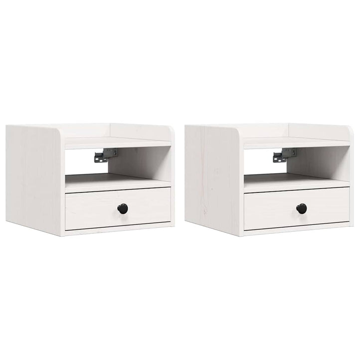 Sengebord 2 pcs Hvid 38 x 36 x 29,5 cm Massivt fyrretræ