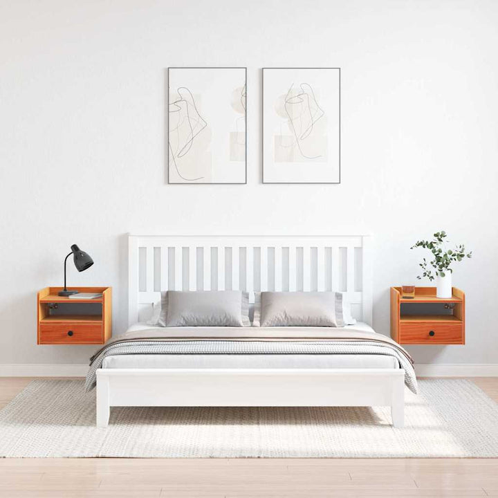 Sengebord 2 pcs Voks brun 38 x 36 x 29,5 cm Massivt fyrretræ