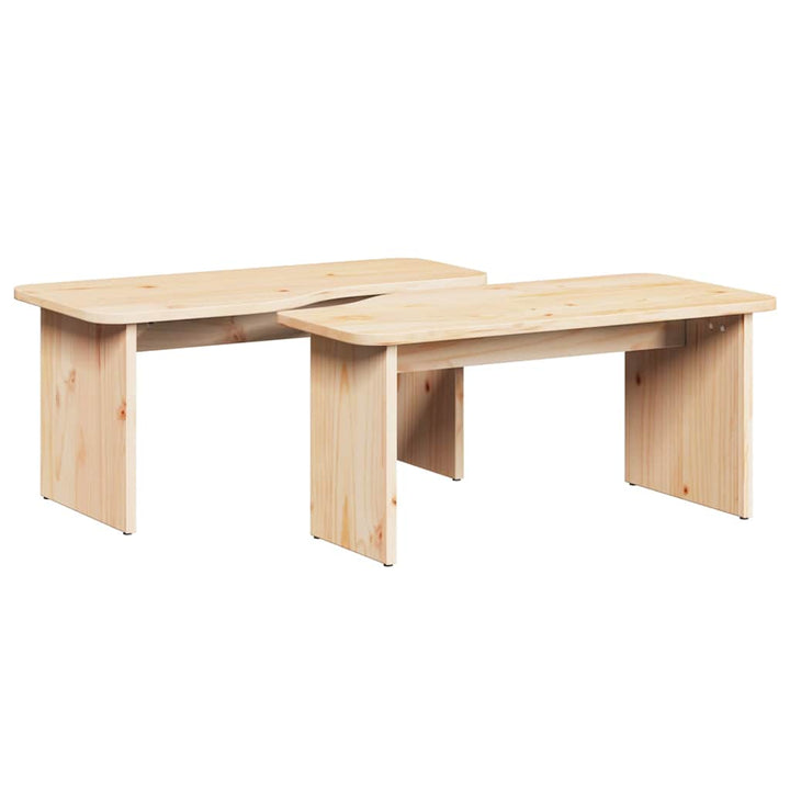 Sofabord 2 pcs Naturfarvet Massivt fyrretræ