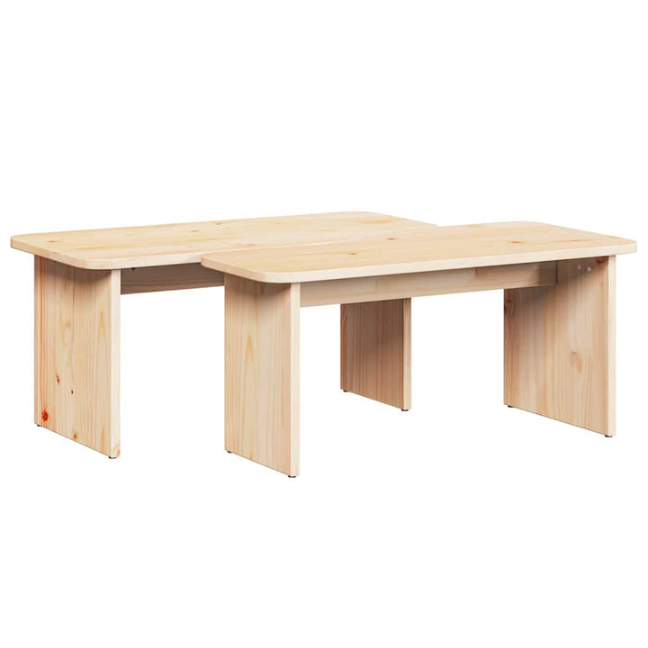 Sofabord 2 pcs Naturfarvet Massivt fyrretræ