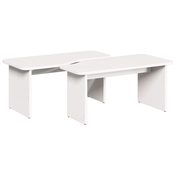 Sofabord 2 pcs Hvid Massivt fyrretræ