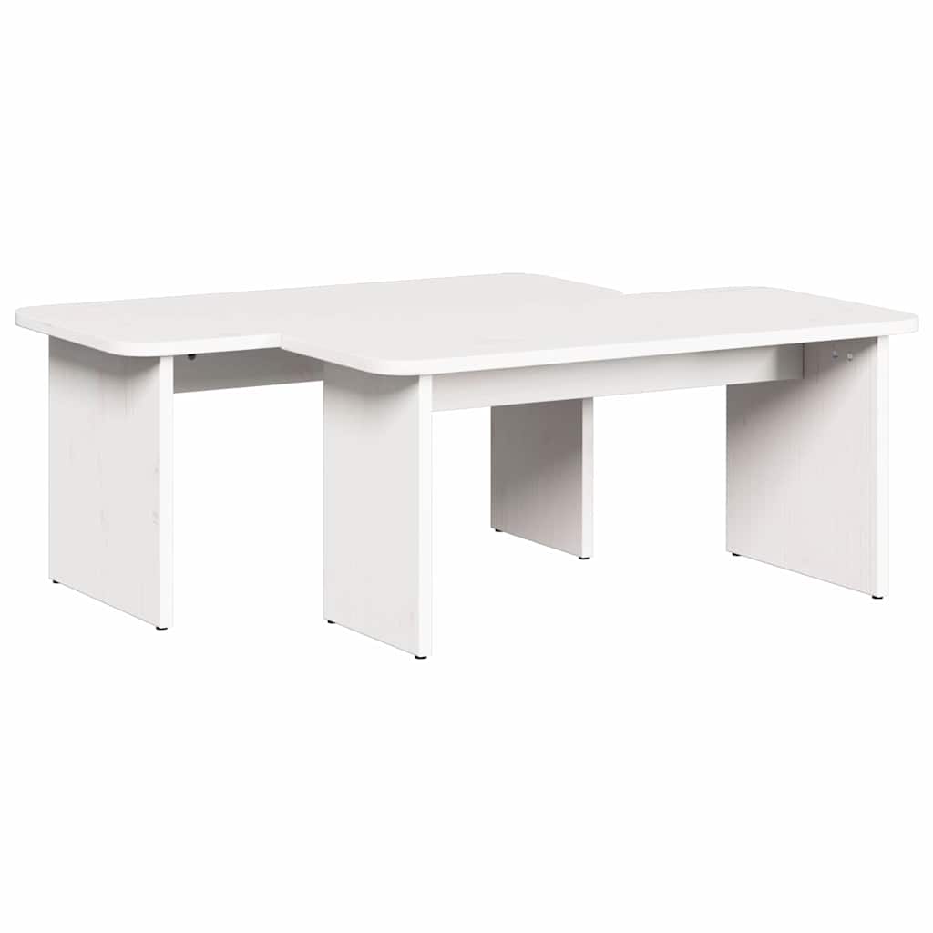 Sofabord 2 pcs Hvid Massivt fyrretræ