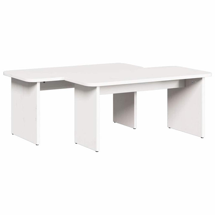Sofabord 2 pcs Hvid Massivt fyrretræ