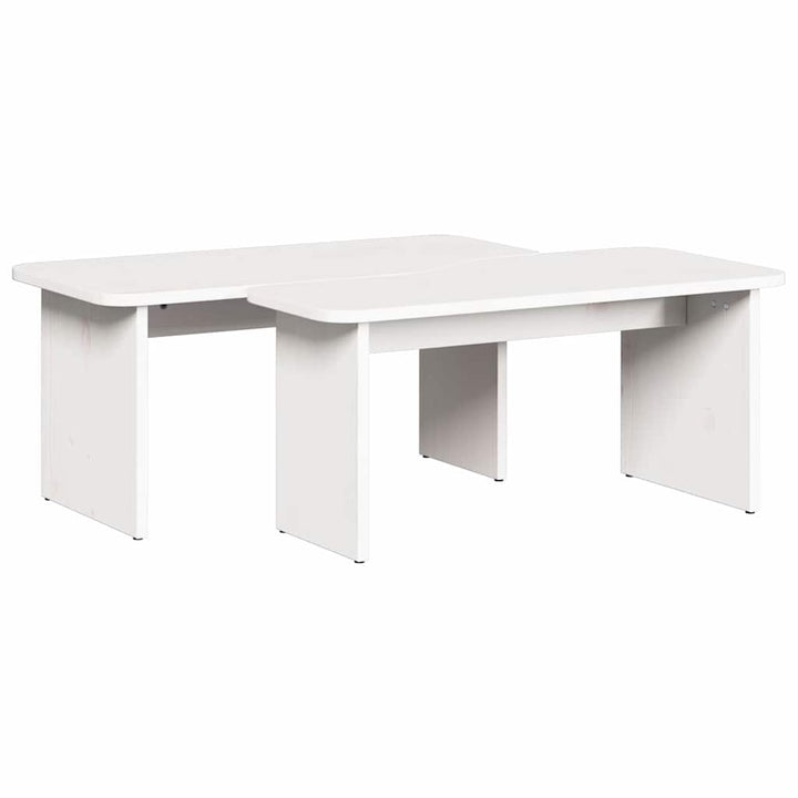 Sofabord 2 pcs Hvid Massivt fyrretræ