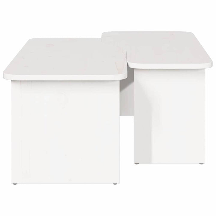 Sofabord 2 pcs Hvid Massivt fyrretræ