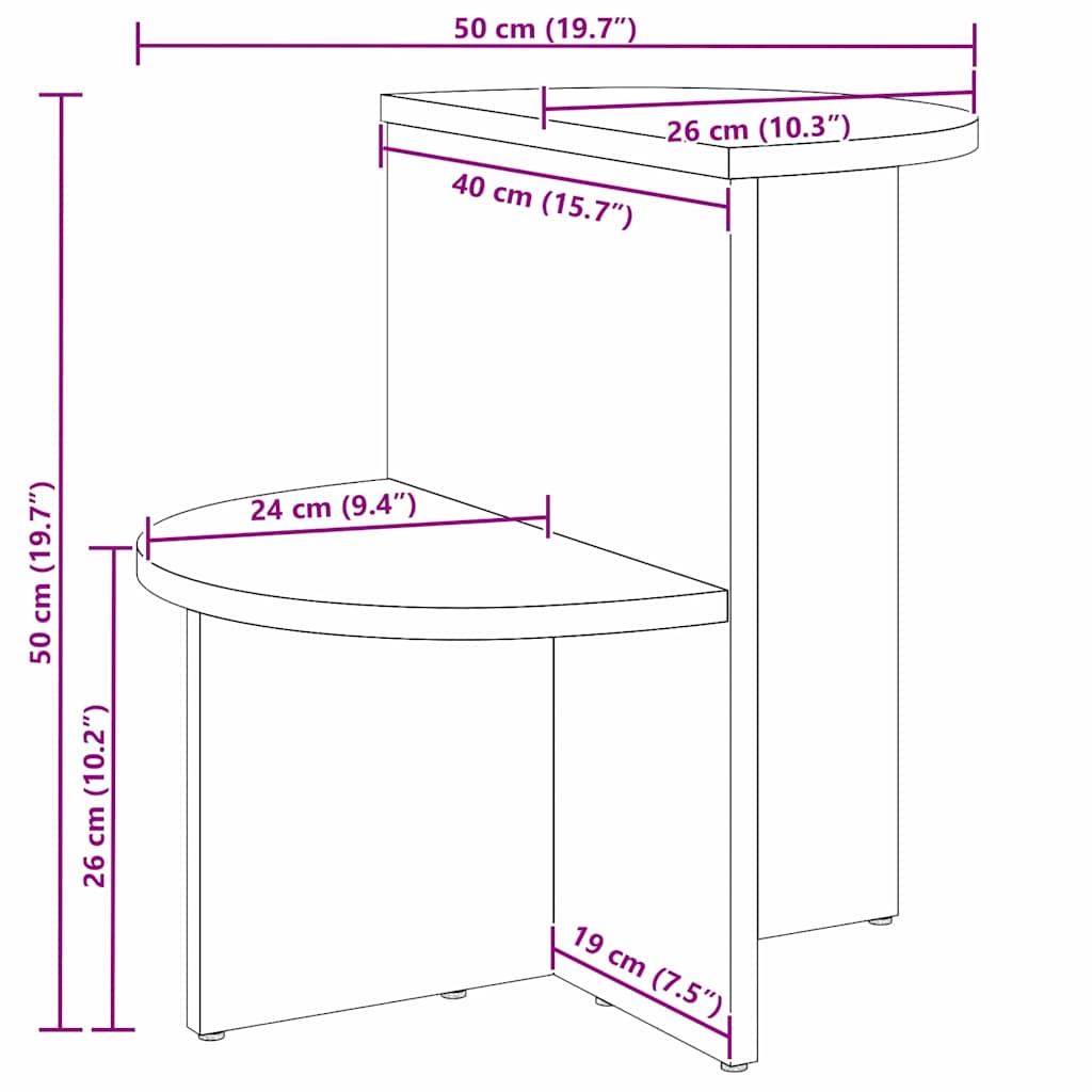 Sofabord Naturfarvet 50 x 40 x 50 cm Massivt fyrretræ
