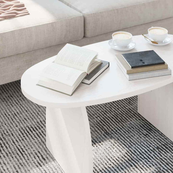 Sofabord Hvid 80 x 40 x 35 cm Massiv fyrretræ