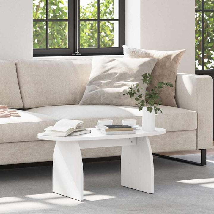 Sofabord Hvid 80 x 40 x 35 cm Massiv fyrretræ