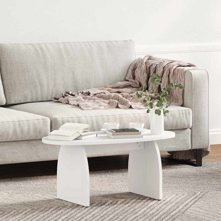 Sofabord Hvid 80 x 40 x 35 cm Massiv fyrretræ