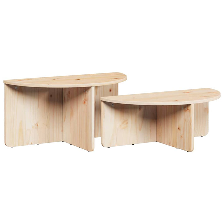 Sofabord 2 pcs Naturfarvet Massivt fyrretræ