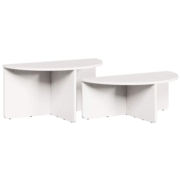 Sofabord 2 pcs Hvid Massivt fyrretræ