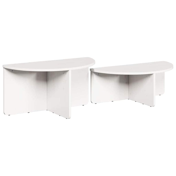 Sofabord 2 pcs Hvid Massivt fyrretræ