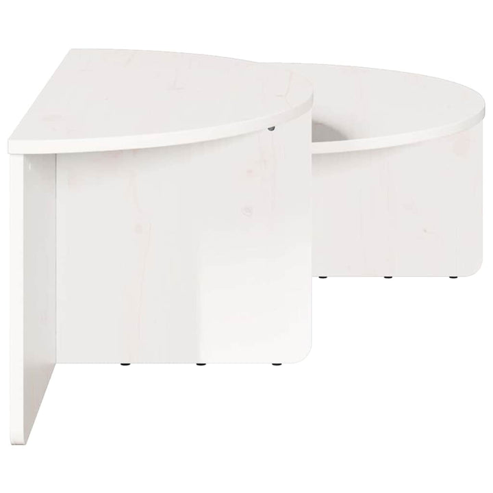 Sofabord 2 pcs Hvid Massivt fyrretræ