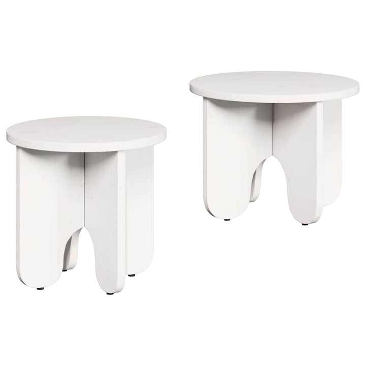 Sofabord 2 pcs Hvid Massivt fyrretræ