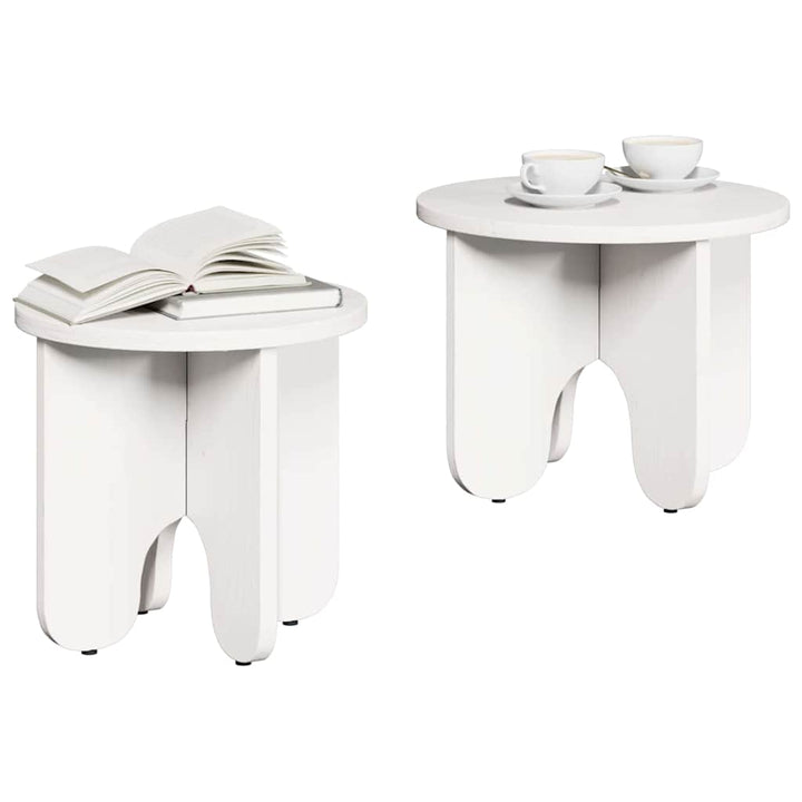 Sofabord 2 pcs Hvid Massivt fyrretræ