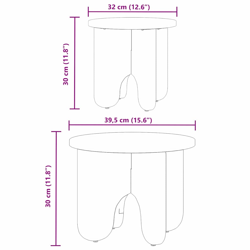Sofabord 2 pcs Voks brun Massivt fyrretræ